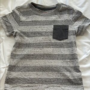Cat & Jack Gray Striped Short Sleeve Tee with Chest Pocket